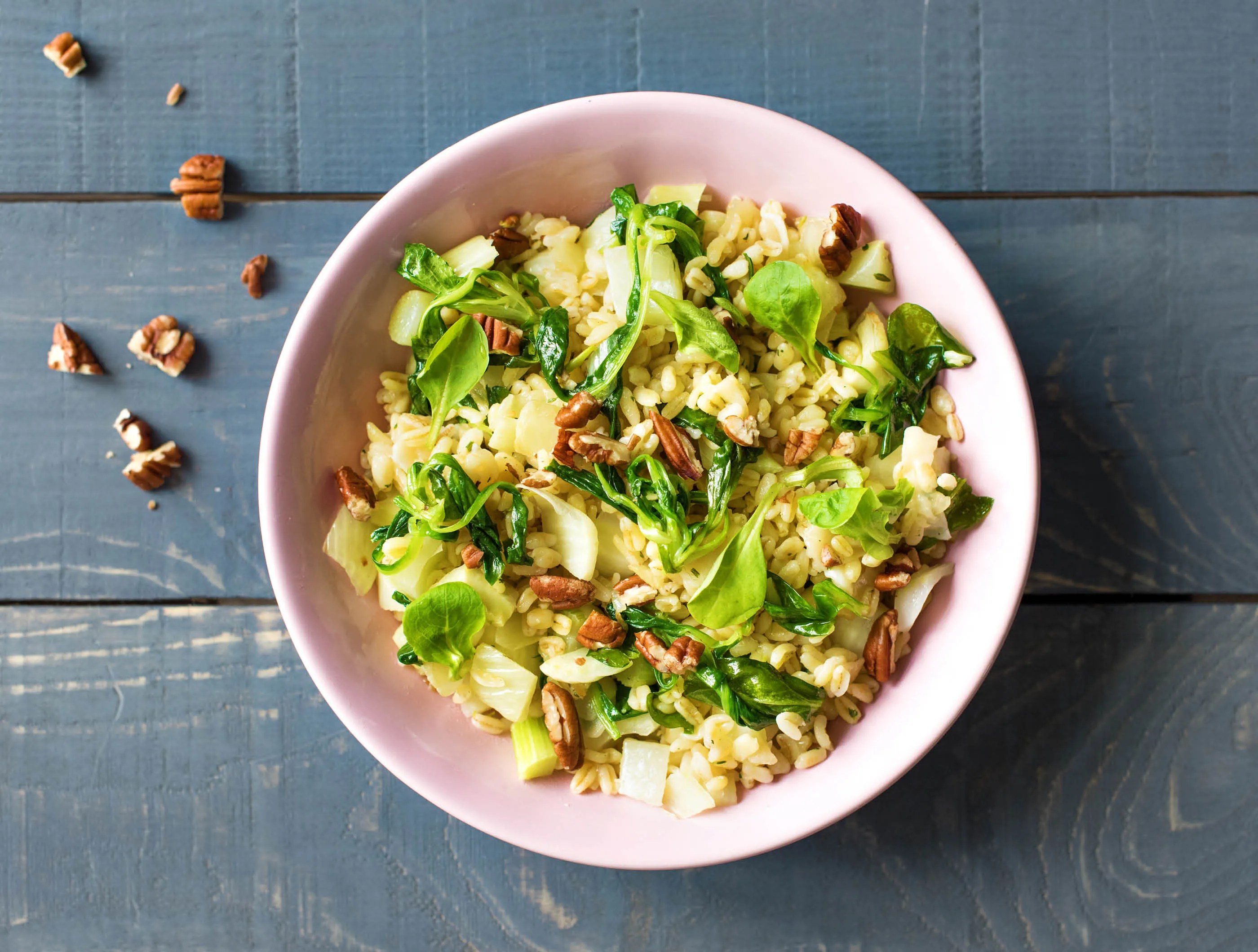 Risotto perlé au fenouil, au fromage de chèvre affiné et aux