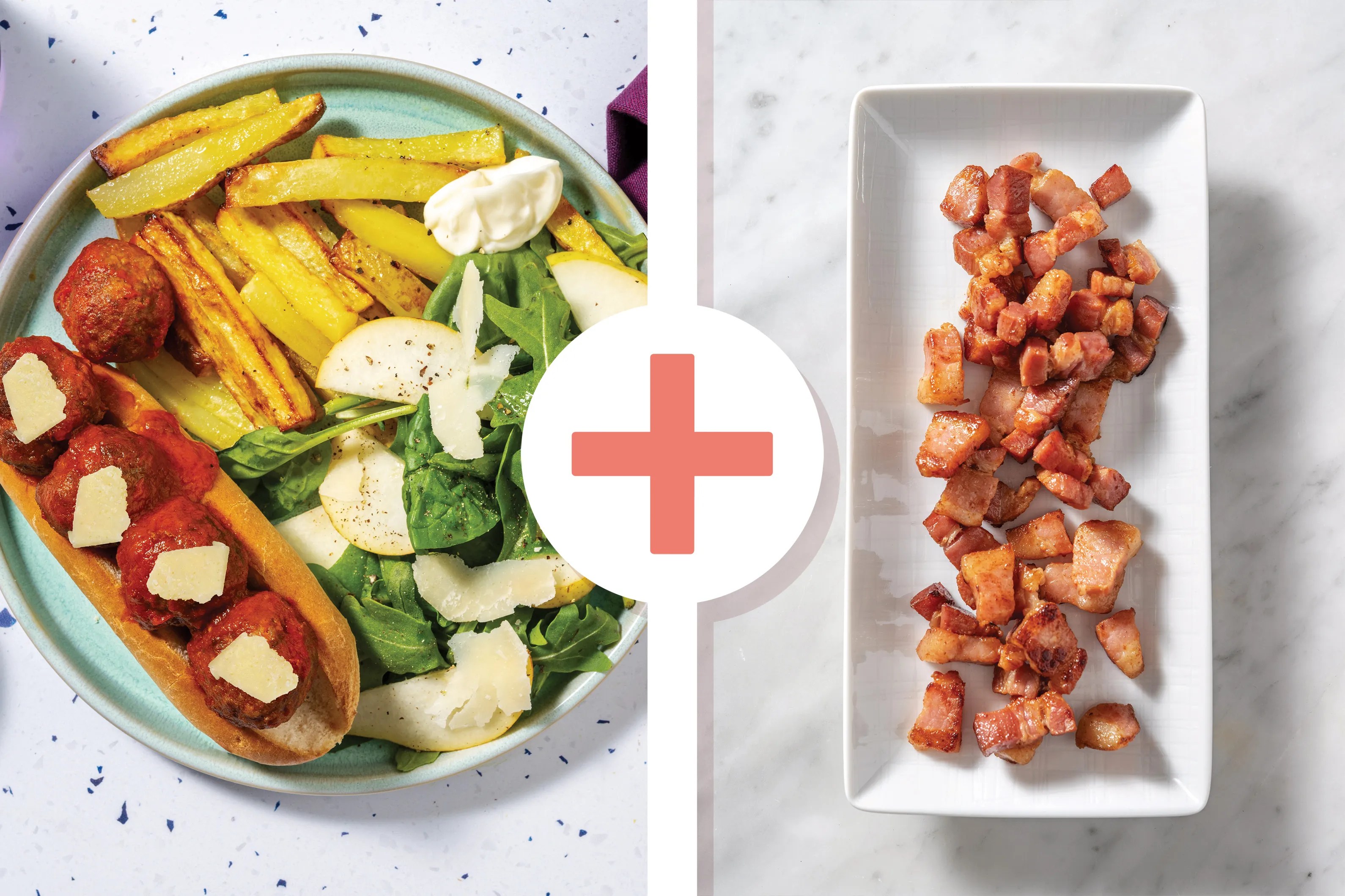 Saucy OvenBaked Italian BeefBacon Meatball Sub Recipe HelloFresh