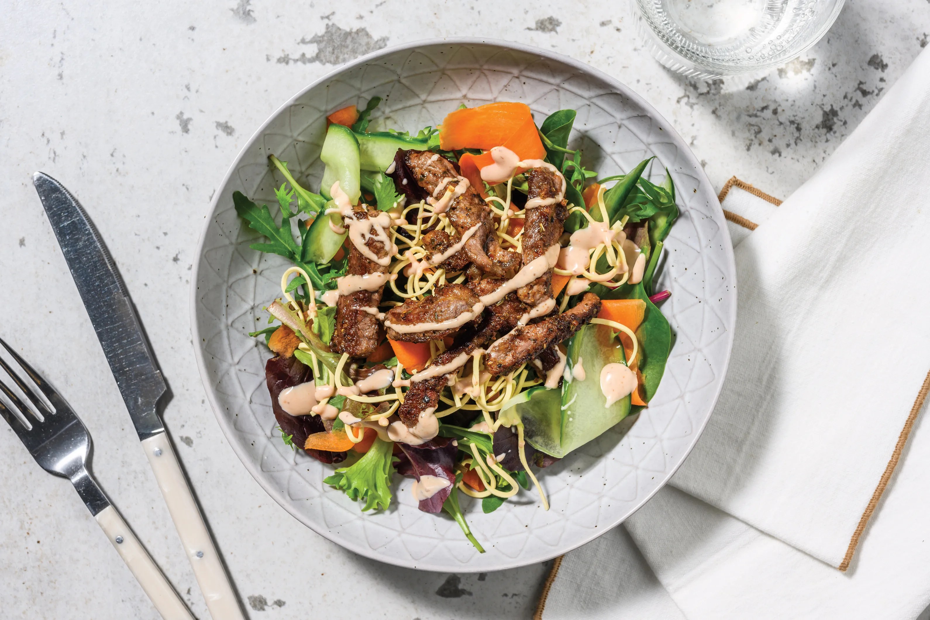 Quick Asian Beef & Crunchy Noodle Salad Recipe HelloFresh
