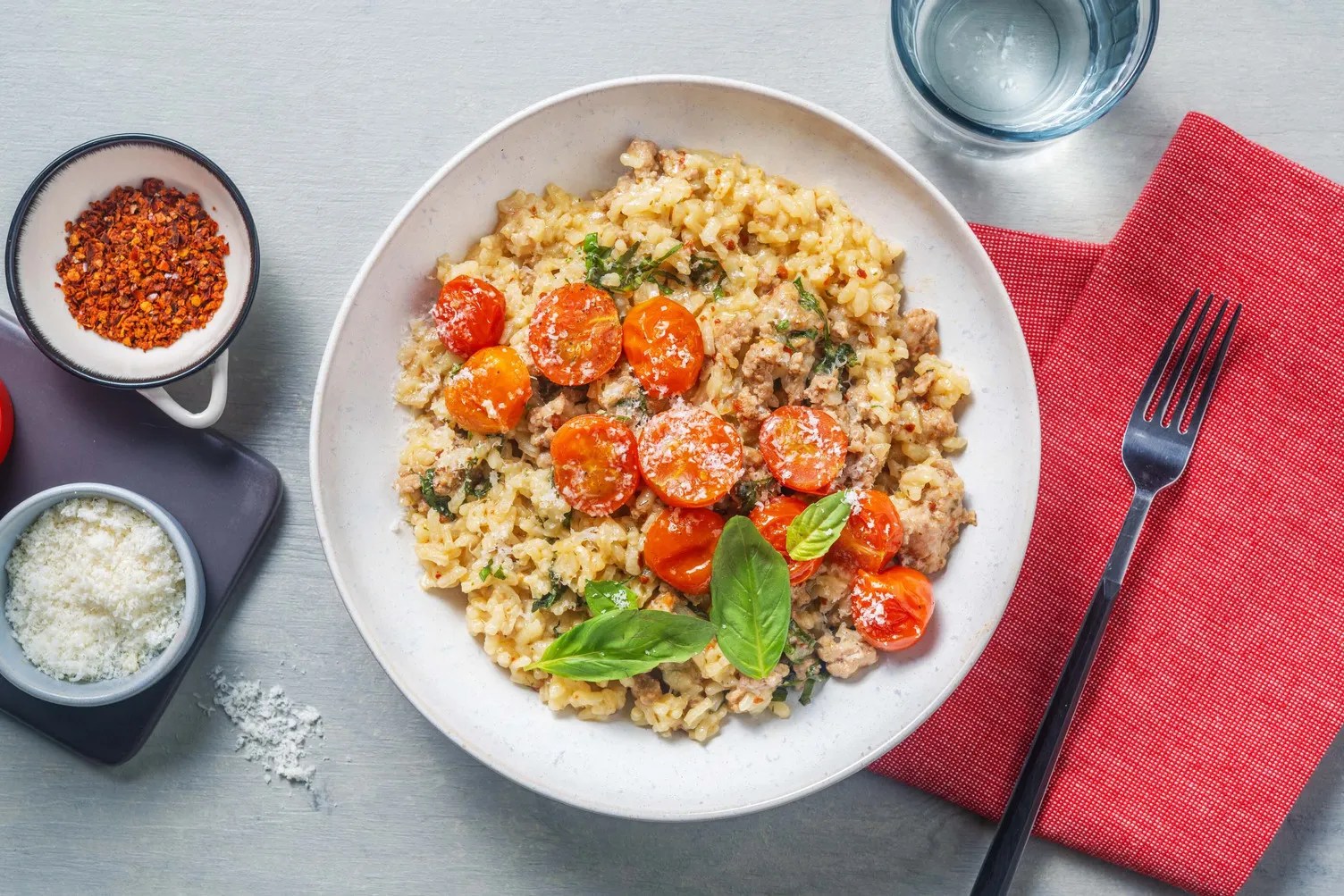 Risotto fondente alla salsiccia e basilico HelloFresh