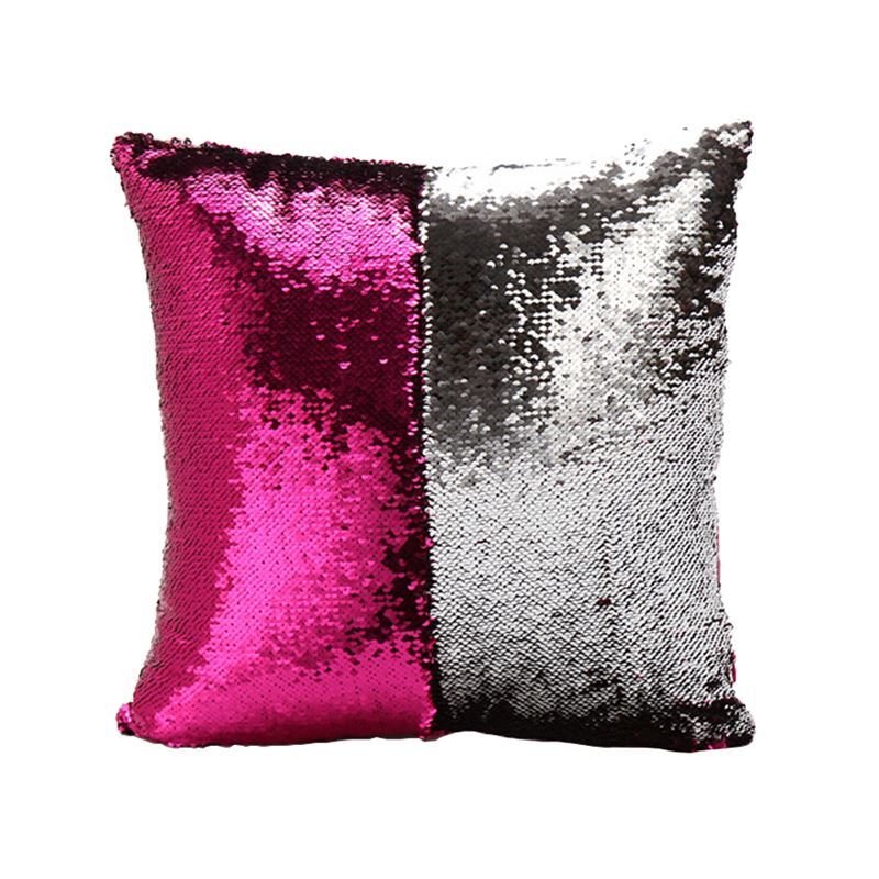 Mermaid Pillow Cover Fuchsia/Silver Change Color Sequins Cushion