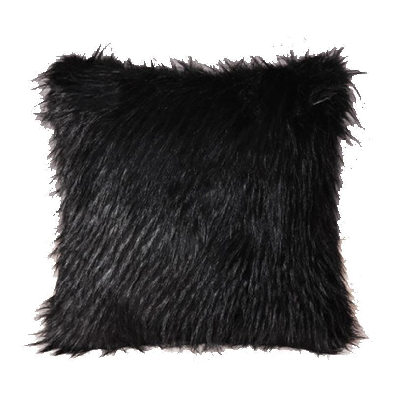 Luxury Plush Fur Household Faux Fur Pillow Cover Black Plush