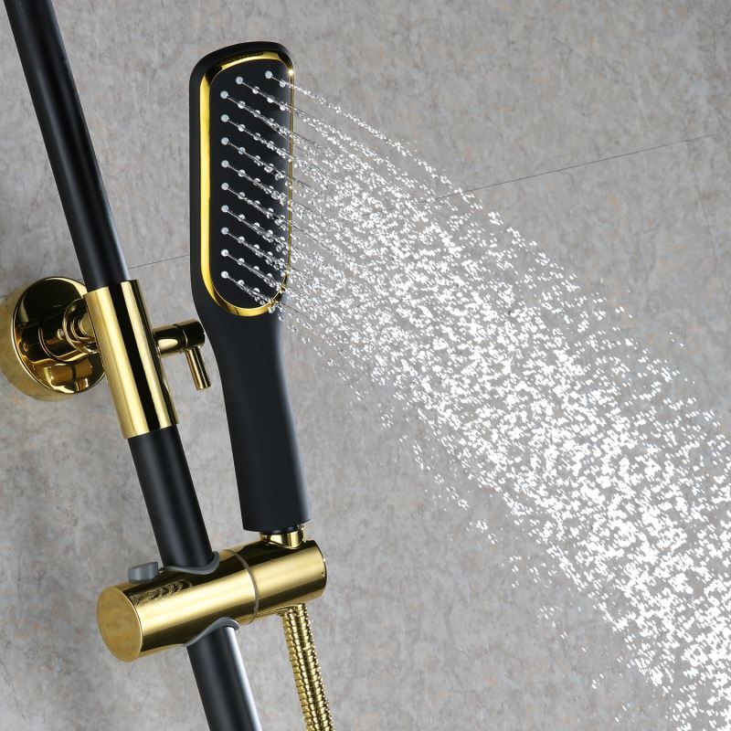 European Modern Copper Shower Sets Hot and Cold Shower Faucet Black + Gold