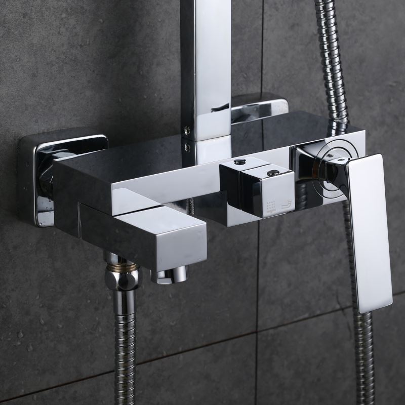 European Modern Copper Shower Sets Hot and Cold Shower Faucet Silver White
