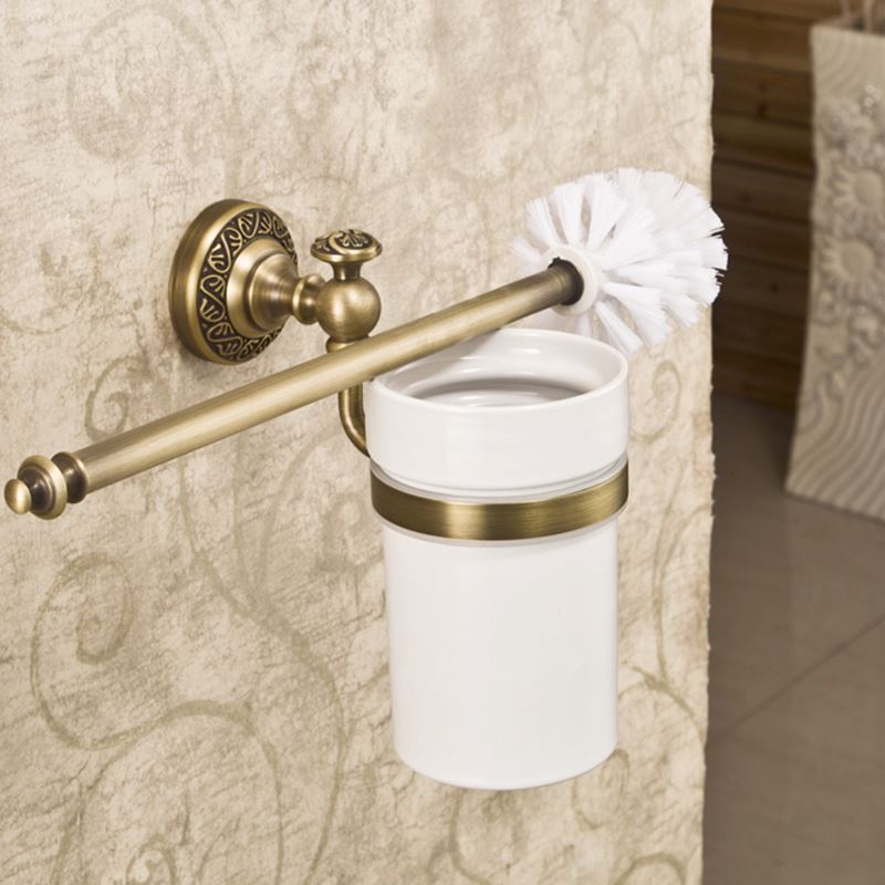 Brass Toilet Brush Holder Wall Mount Bathroom Accessories Copper Art