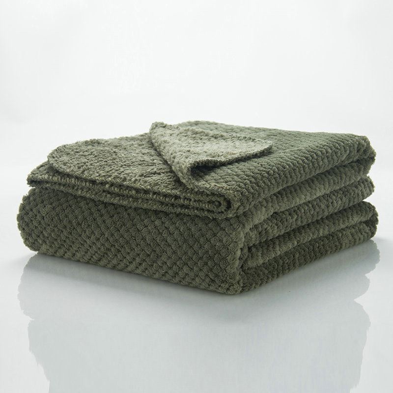 Modern Super Soft Big Waffle Large Army Green Blanket Air Conditioning