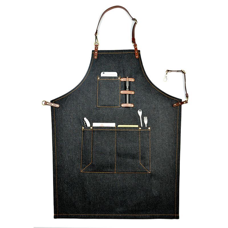 Denim Leather Work Aprons Barista Aprons Painting Apron Cooking Aprons