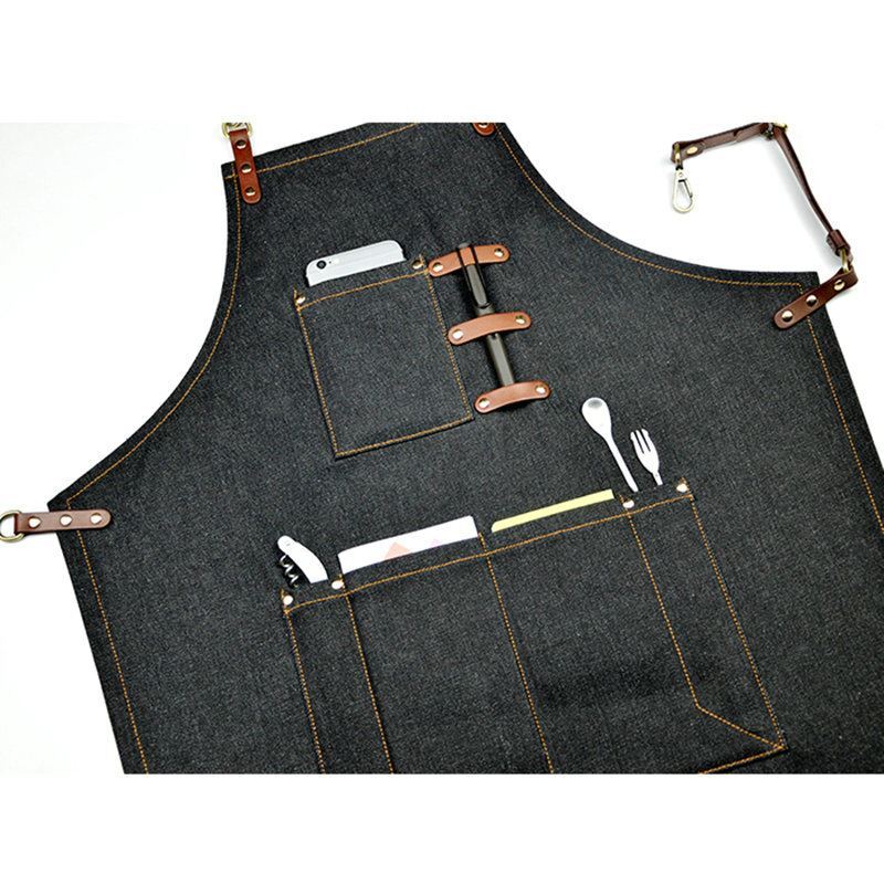 Denim Leather Work Aprons Barista Aprons Painting Apron Cooking Aprons