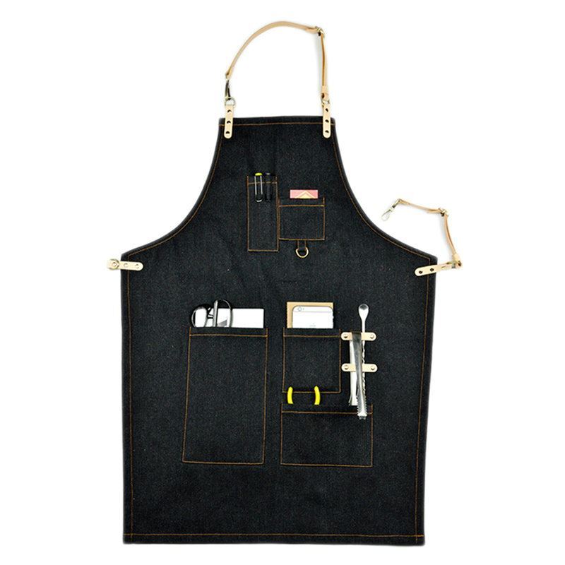 Denim Leather Work Aprons Barista Aprons Painting Apron Cooking Aprons