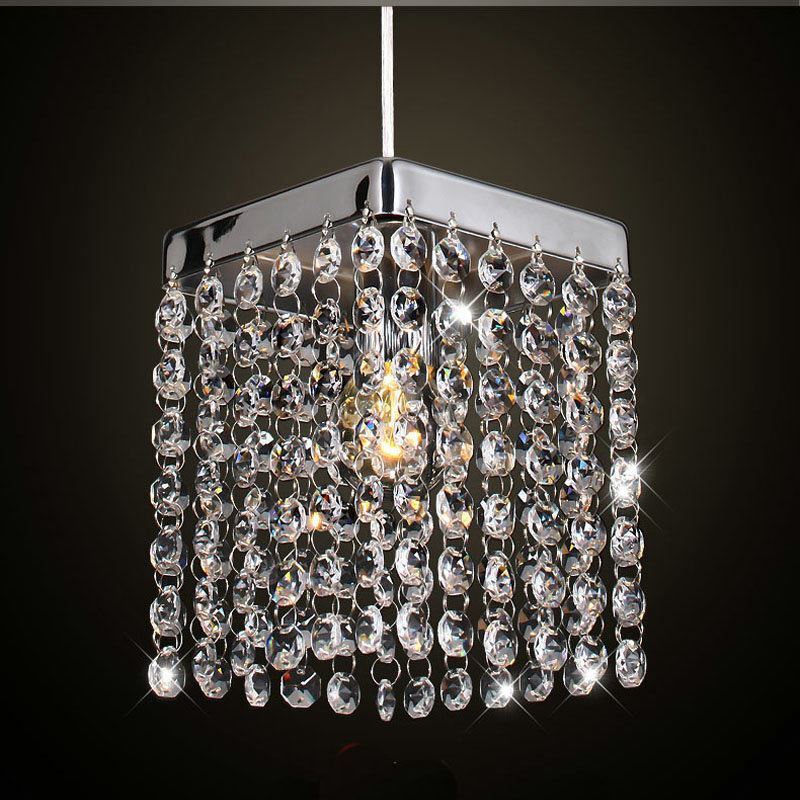 Crystal Pendant Light Mini Chrome Plating Crystal Square Light For