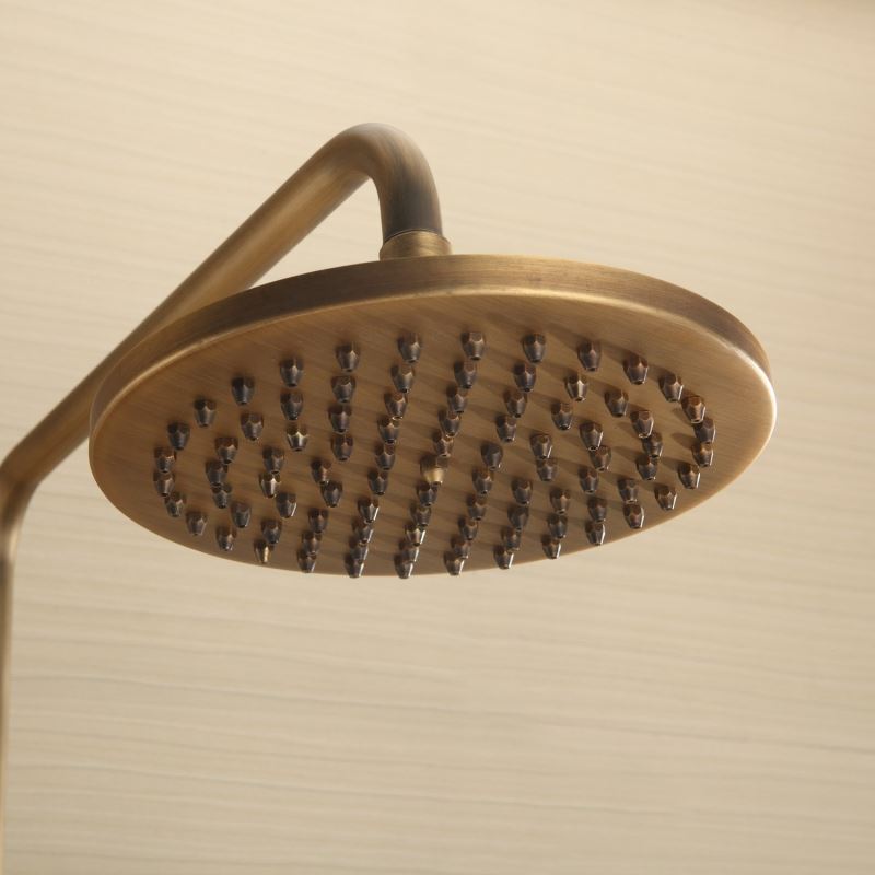 Antique Brass Tub Shower Faucet Exposed Pipe Shower with 8 inch Shower