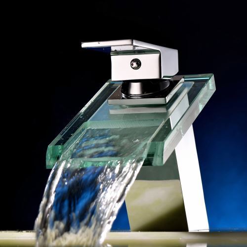 Glass Waterfall Bathroom Faucet Modern Single Hole Basin Mixer Tap (MS19)