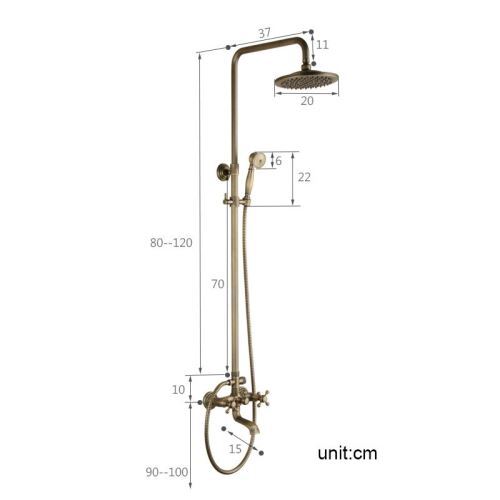 Antique Brushed Brass Bathroom Shower Fixture with Tub Spout