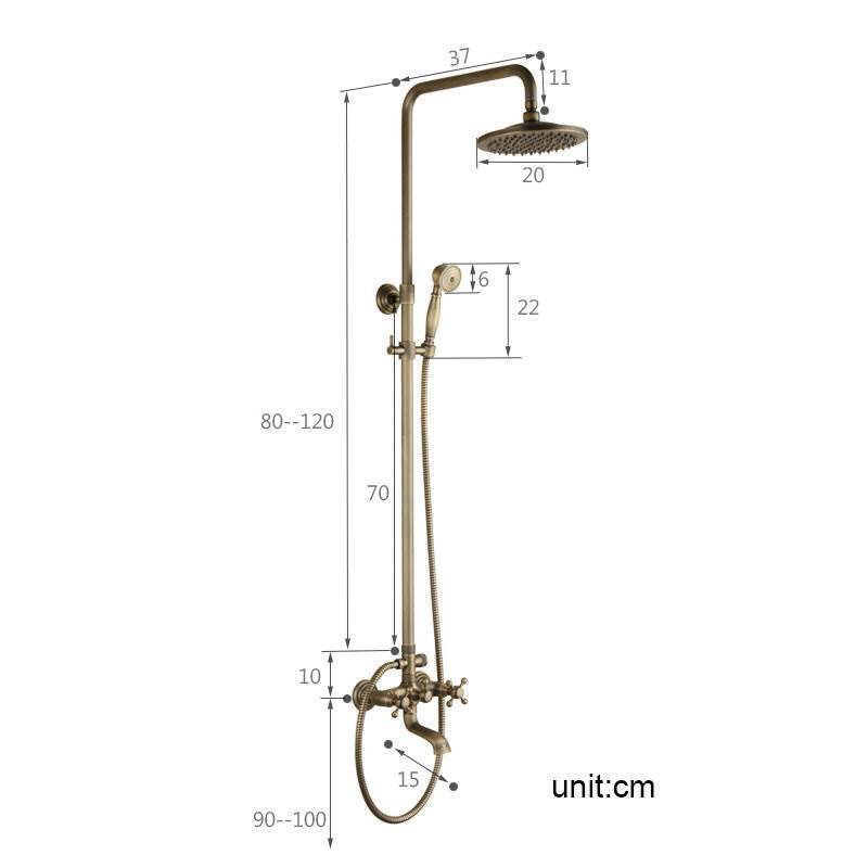 Antique Brushed Brass Bathroom Shower Fixture with Tub Spout