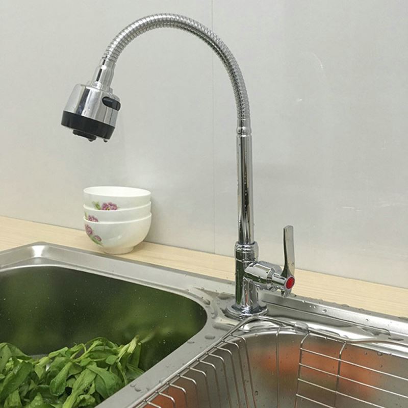 Modern Simple Chrome Plating Kitchen Faucet Adjustable Twist without Hose