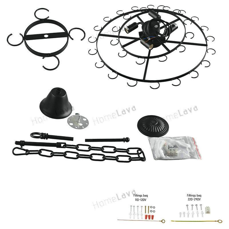 Farmhouse Dining Table Lighting with 6 Lights Wine Glass Holder Light