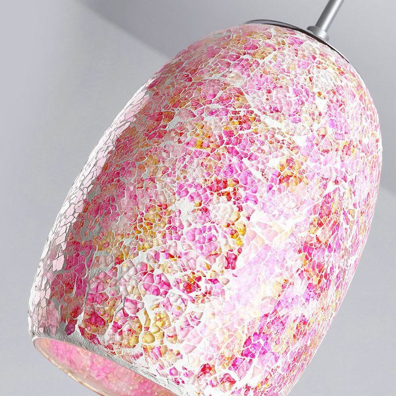 Colored Glass Pendant Light Decoration Pendant Light 1 Light Tiffany Resin Glass Painting Processing