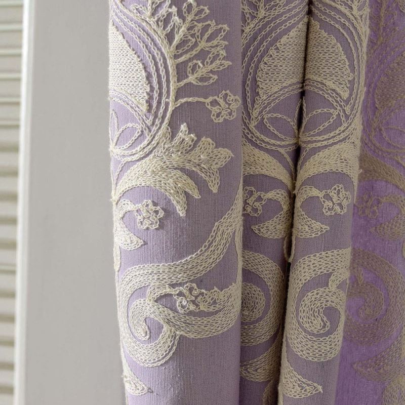 Nordic Simple Curtain Purple Elegant Curtain Large European Flower