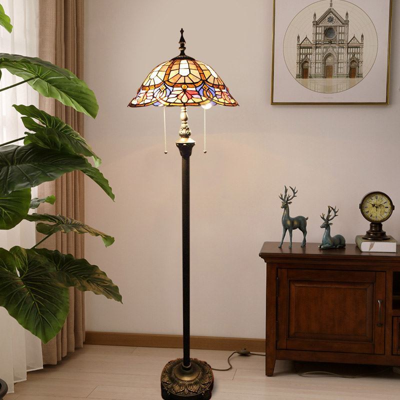 Stained Glass Floor Lamp European Style Handmade Stained Glass Shade