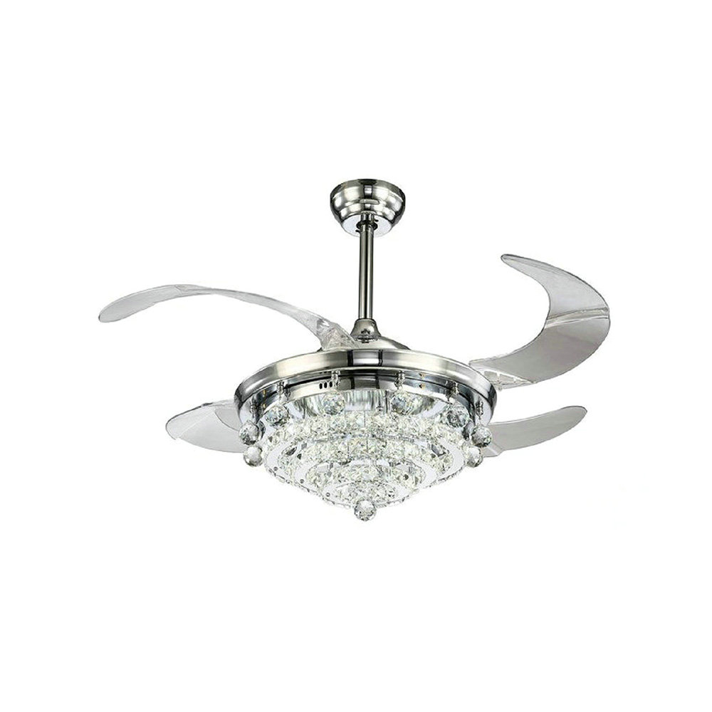 46 Foldable Blades Led Ceiling Fan With Crystal Chrome Shelly Lighting