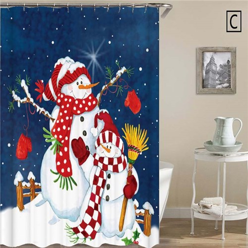 Cute Christmas Shower Curtain Simple Santa Claus 3D Printed Shower