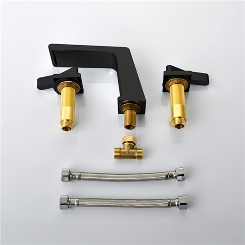 Waterfall Sink Faucet Black Spray Painting Sink Faucet Threepiece Suit