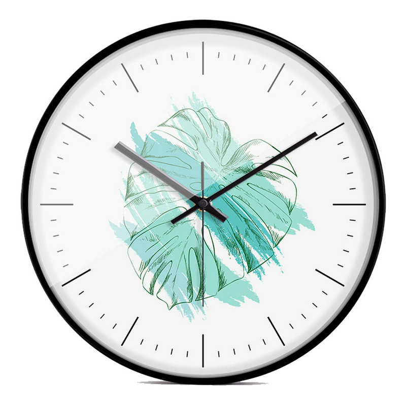 Green Leaf Wall Clock Designer Mute Wall Clcok 12inch