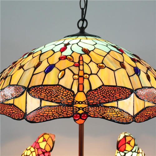 Stained Glass Chandelier European Pastoral Retro Style Glass Parrot and