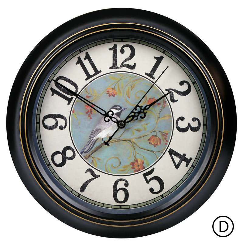Vintage ABS Wall Clock Black Metal Frame Non Ticking Wall Clock 12inch