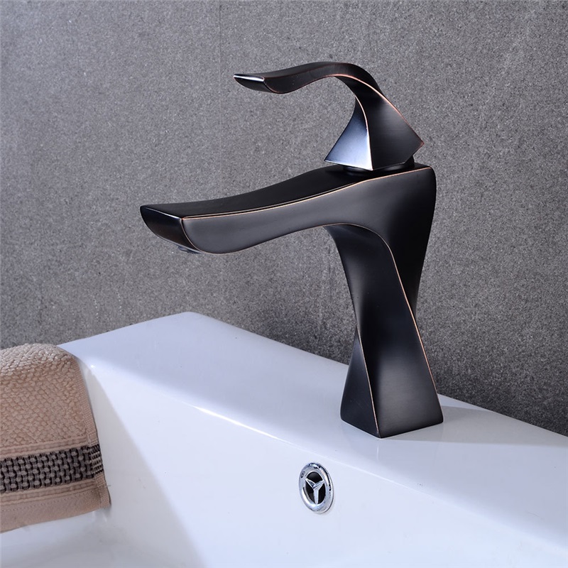 Twisted Basin Faucet Unique Bathroom Sink Mixer Tap Black/Chrome