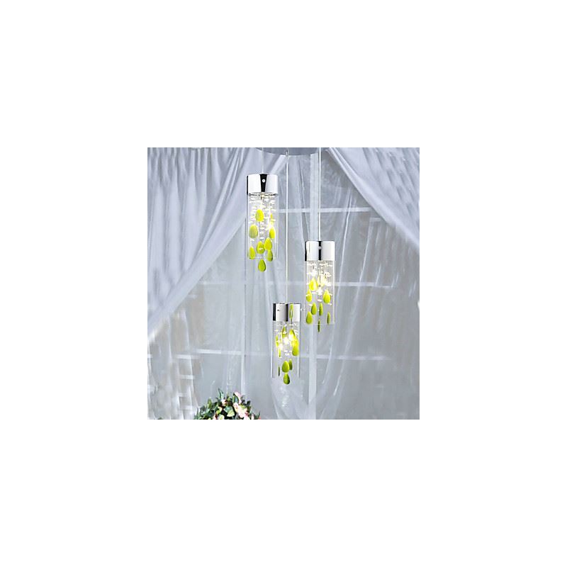 Artistic Crystal Pendant Lights with Green Decorations and Glass Shades