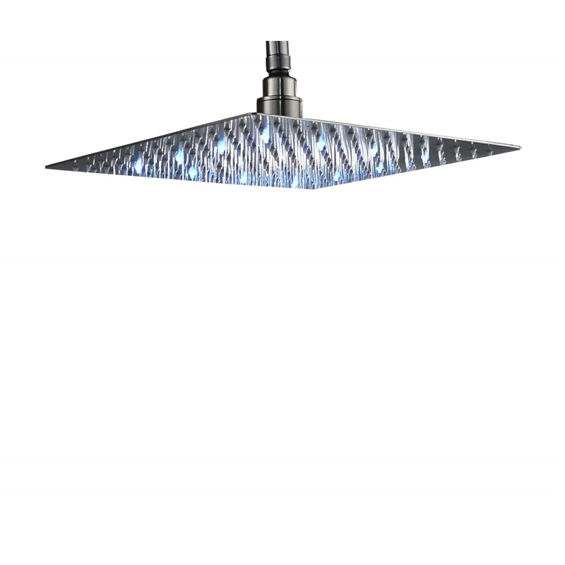 Brushed Nickel LED Shower Head 12 Inch Stainless Steel 7 Colors Shower Head