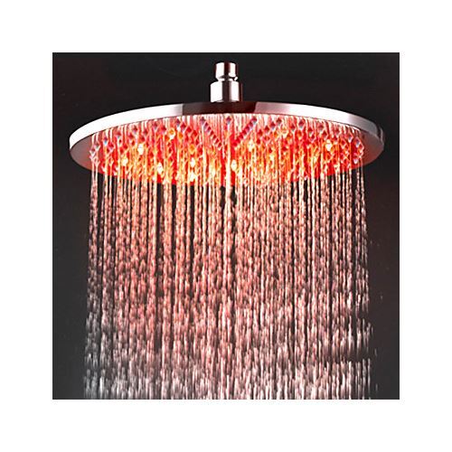 Round LED Rain Shower Head Chromed Brass 12 Inch (0913 8109)