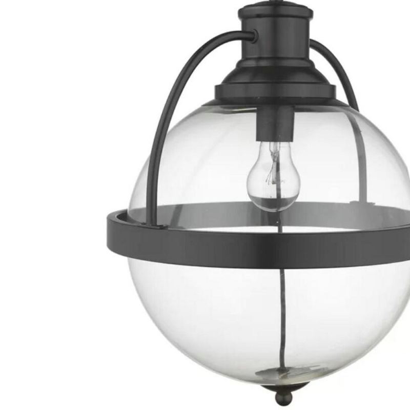 Rustic Large Glass Ball Pendant Light Matte Black QM9938