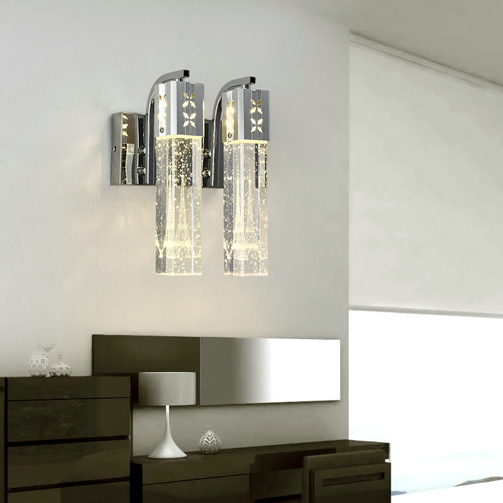 Nordic LED Wall Lamp Crystal Bubble Wall Sconce Cylinder Wall Light