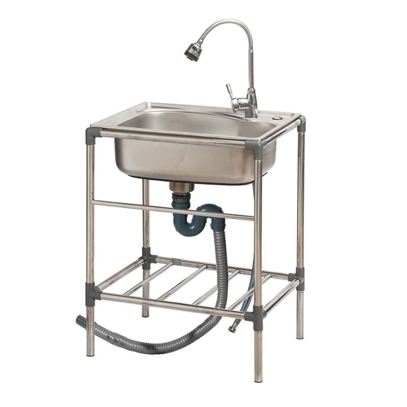 Stainless Steel Stand Alone Kitchen Sink Single Bowl Outdoor Washing