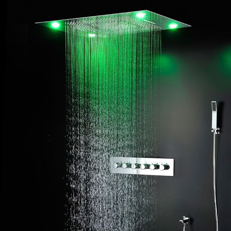 Chrome LED Thermostatic Shower Set Multi Function Concealed Shower