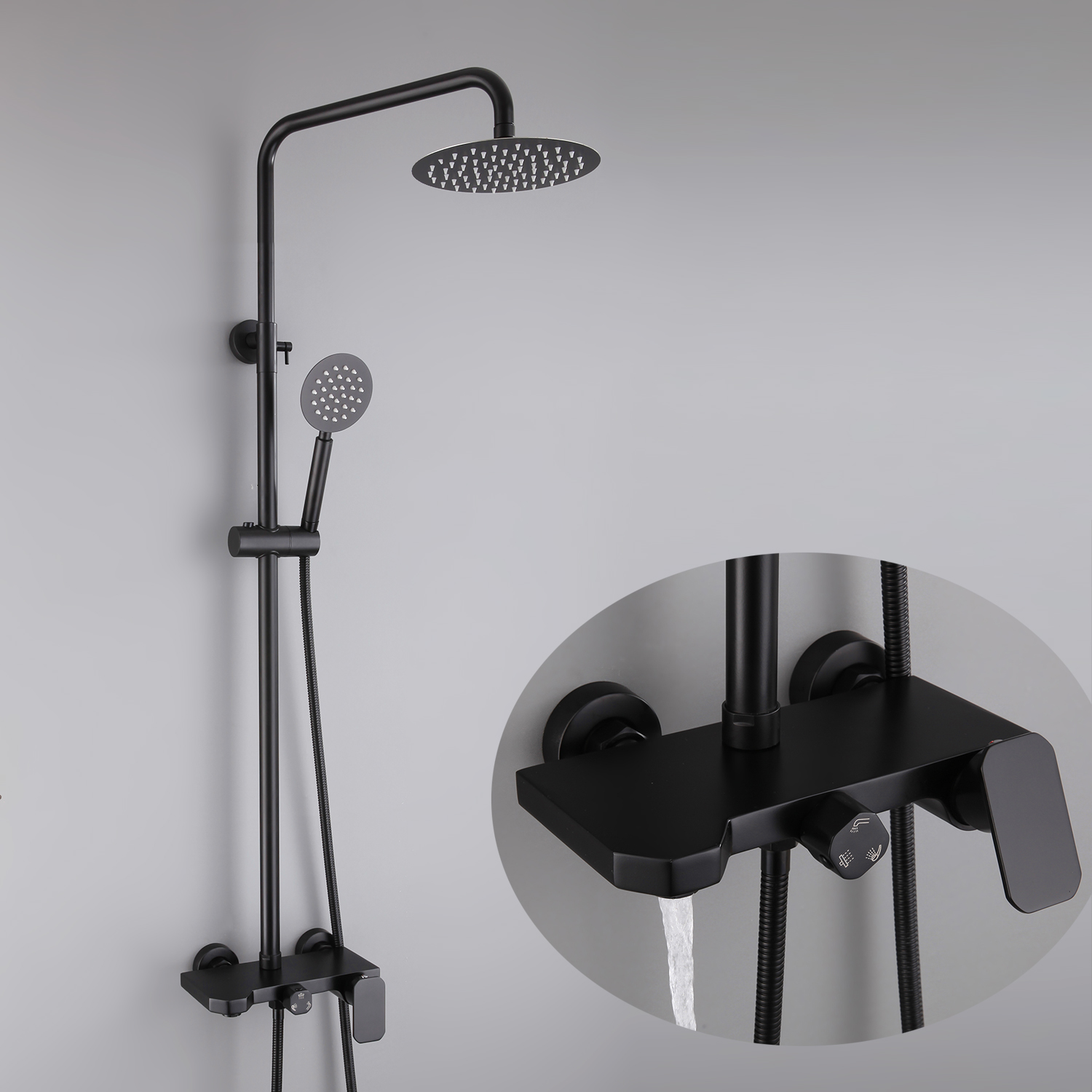 Stainless Steel Shower Faucet System Black Shower Set