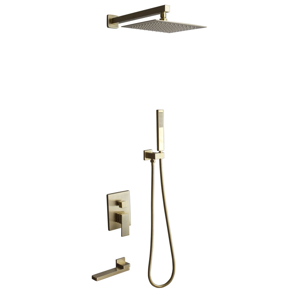 Brushed Gold Shower Faucet System Concealed Installation Shower Tap