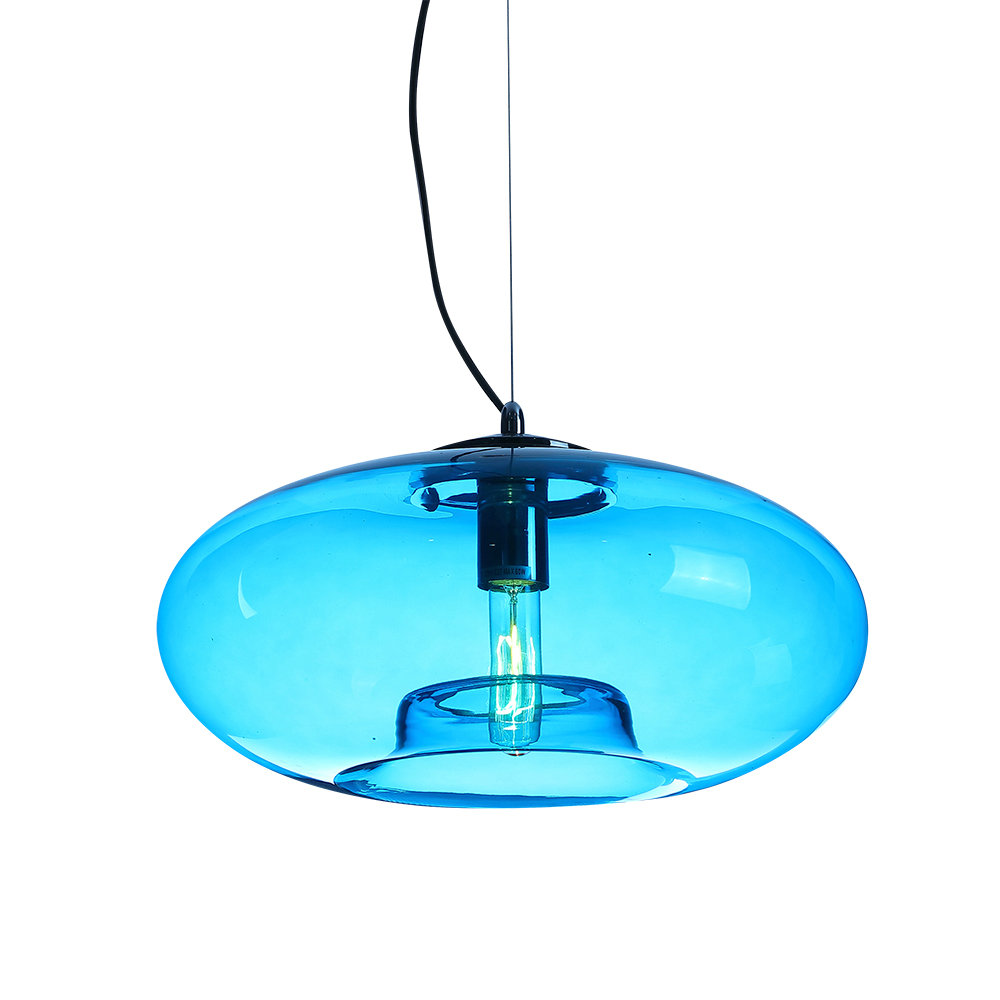 Blue Large Glass Pendant Light Bell Design