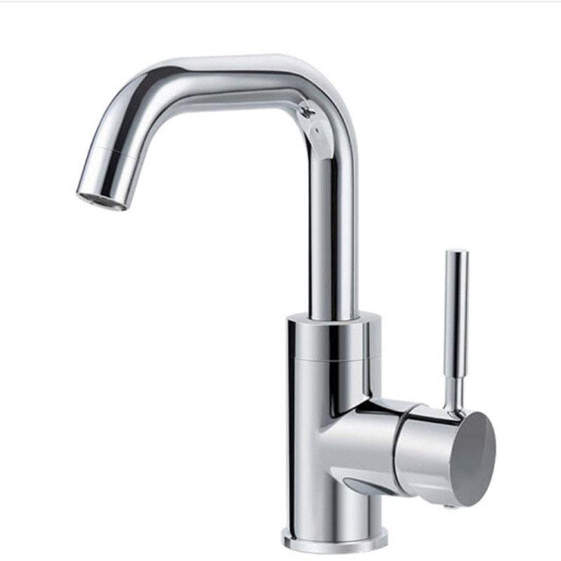 Contemporary Chrome Bathroom Sink Faucet High End Mixer Tap Single Hole