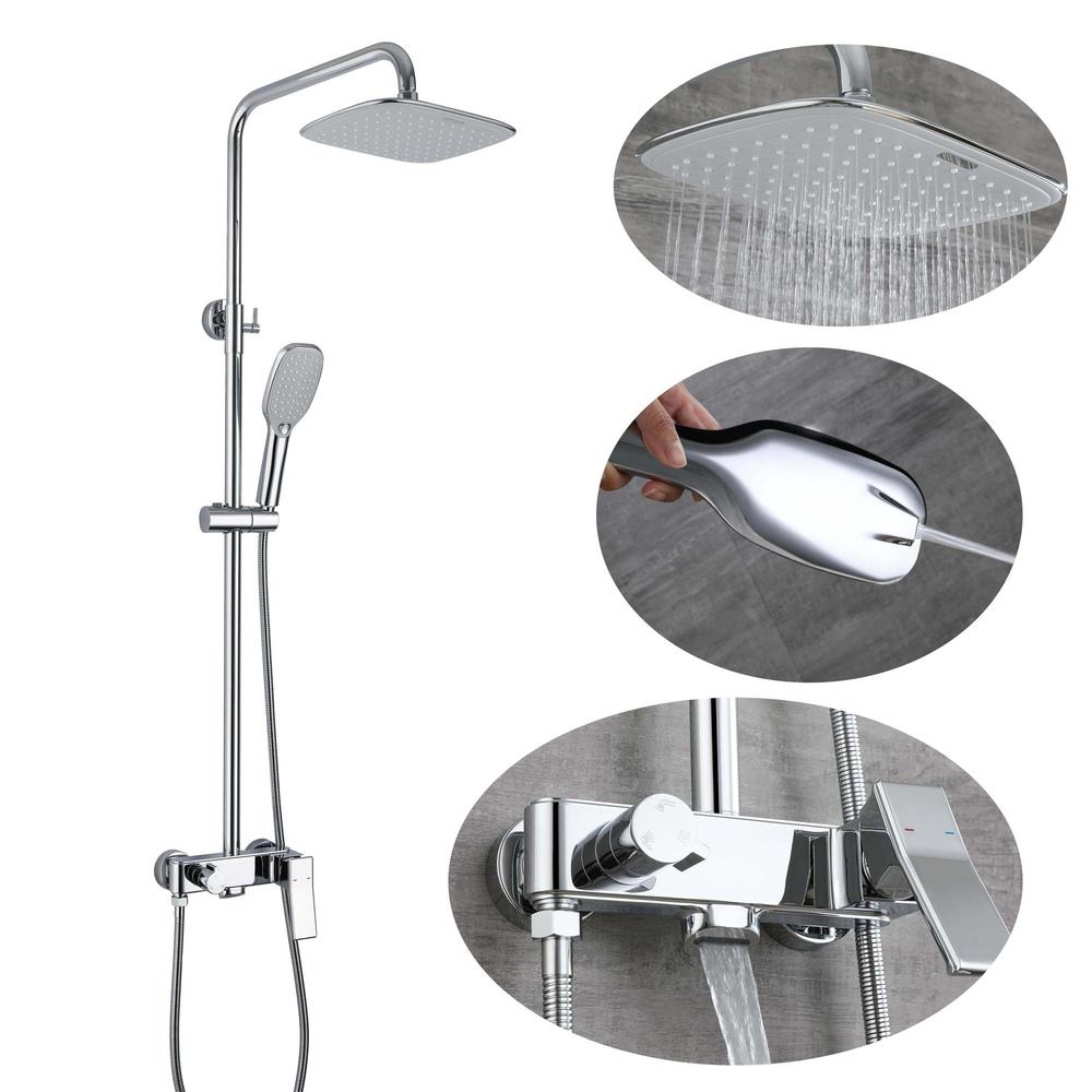 Modern Shower Faucet Set with Hidden Faucet Outlet Shower System Chrome/Black/Black+Red