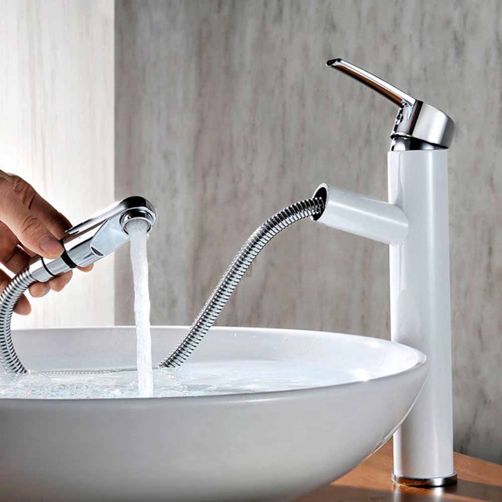 Modern Pullout Sink Faucet Widespread Bathroom Sink Tap