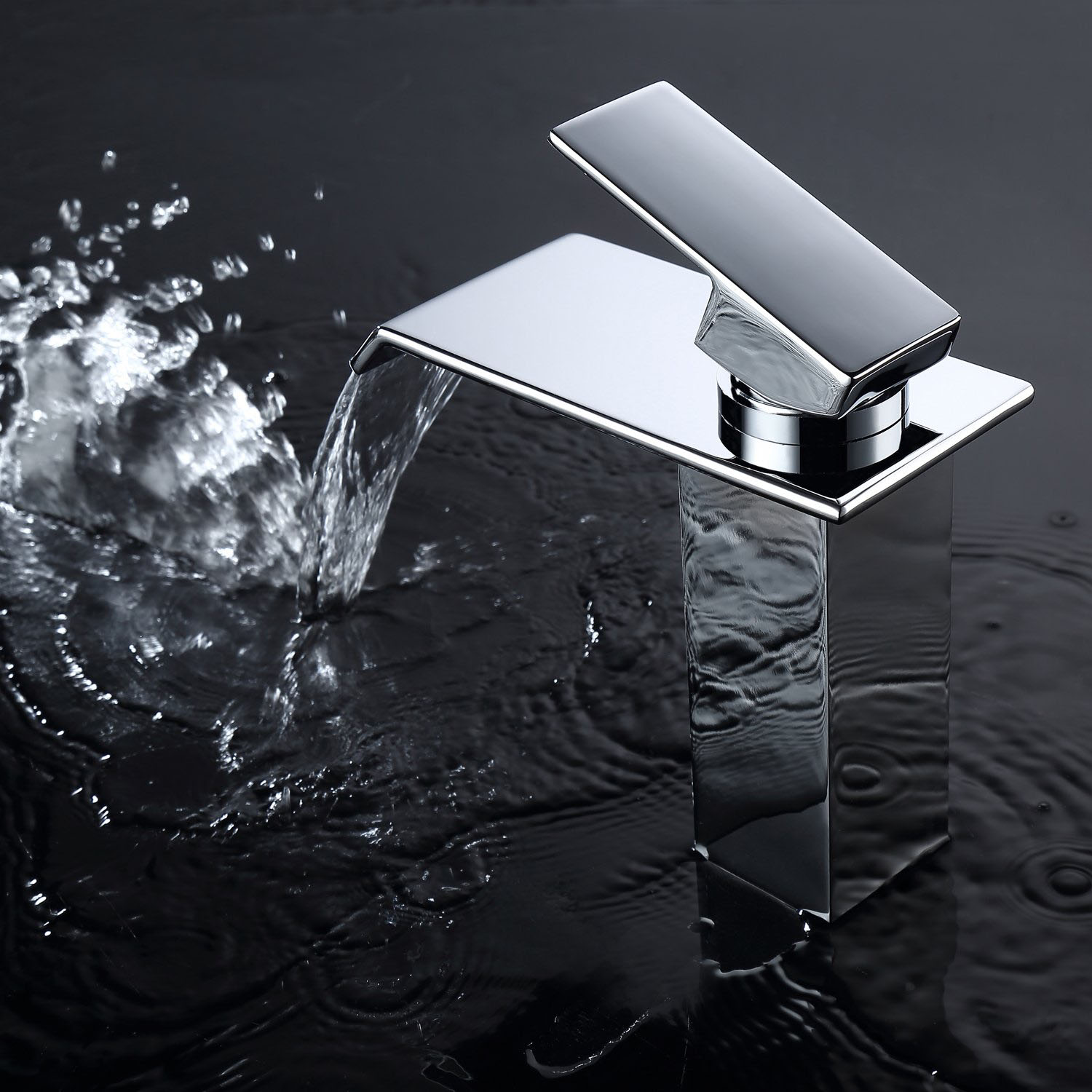 Contemporary Waterfall Bathroom Sink Faucet Chrome Brass Basin Mixer Tap