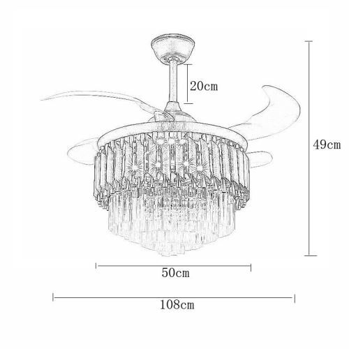 Crystal Retractable Ceiling Fans Light LED Fandelier Crystal Chandelier