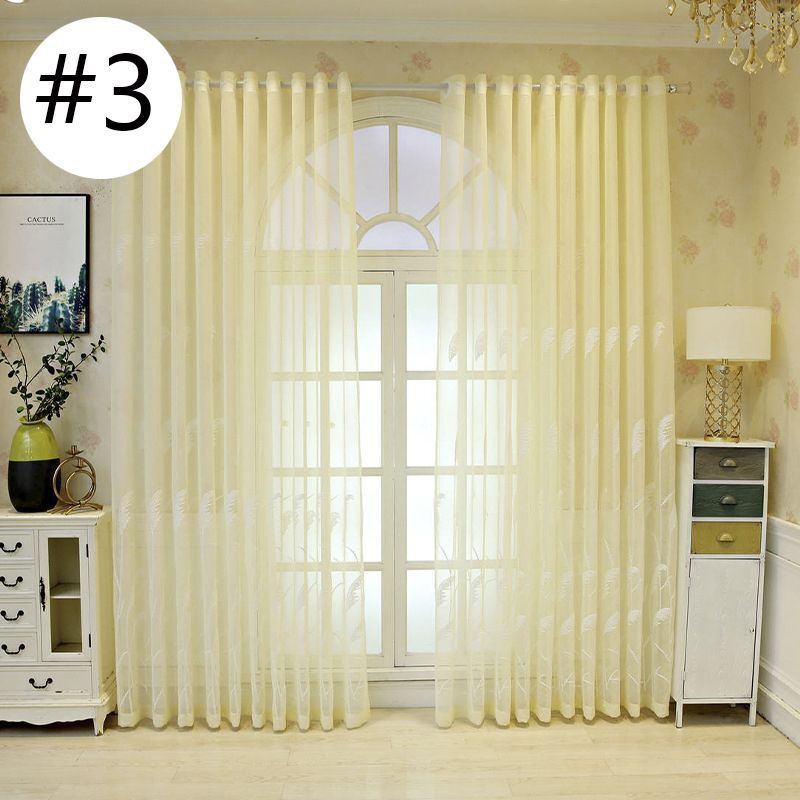 Polyester Decorative Window Screens Embroidered Tulle Curtains For Living Room One Panel