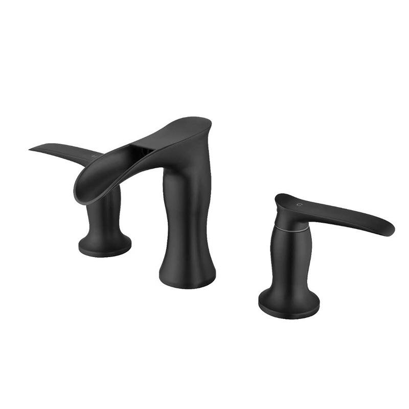 Widespread Bathroom Faucet Black 3 Pieces Basin Faucets Lavatory Sink