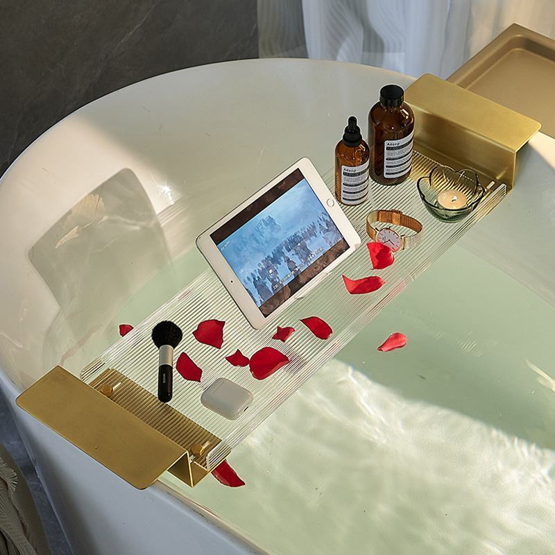 Retro Acrylic Bathtub Tray Caddy Retractable Bathtub Shelf