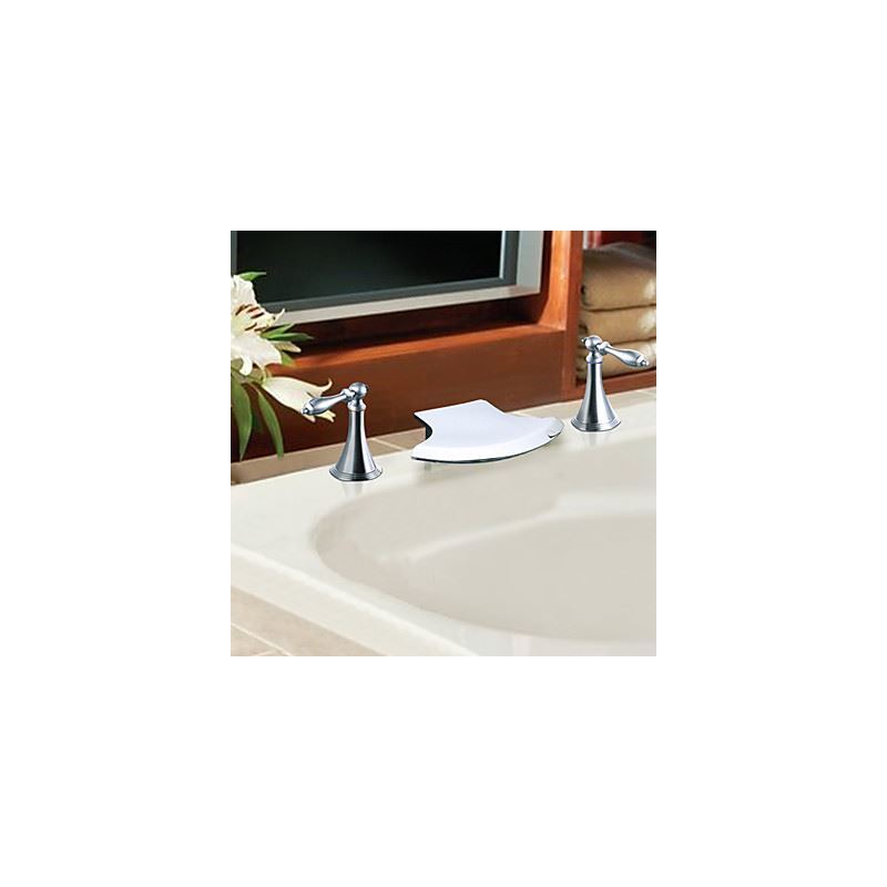 Two Handle Solid Brass Chrome Finish Waterfall Bathroom Sink Faucet