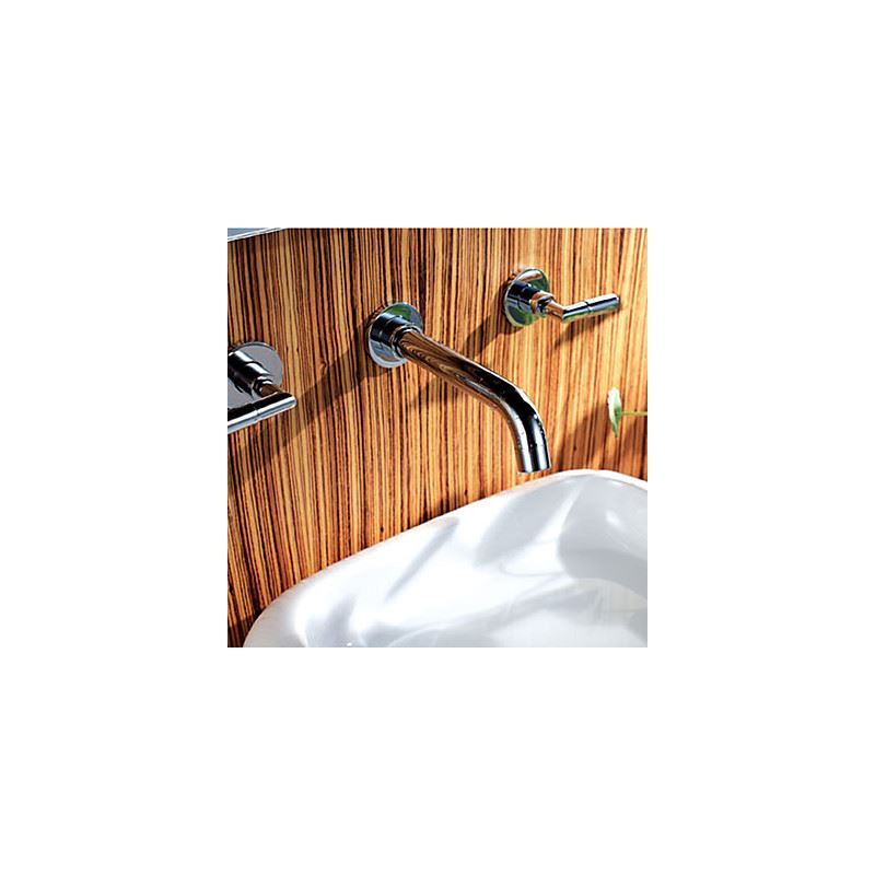 Chrome Finish Wall Mount Brass Bathroom Sink Faucet (Widespread)